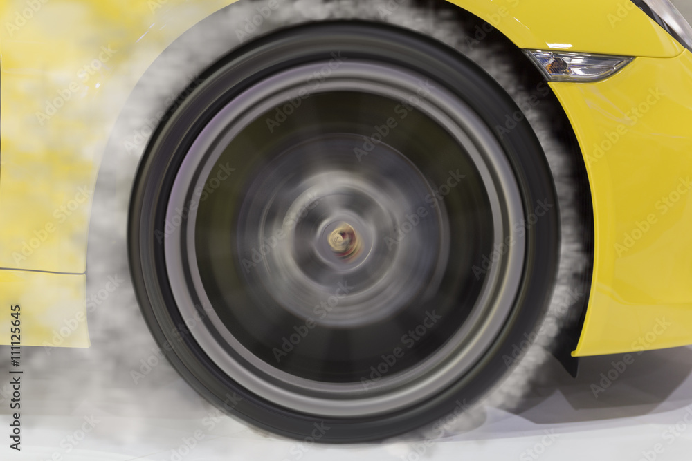 wheel of new yellow car wheel of new yellow car