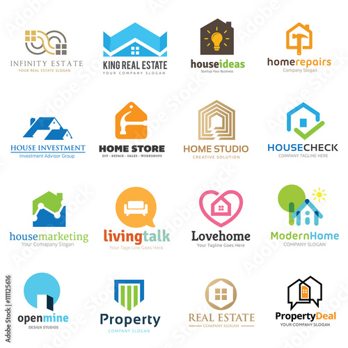 Home and real estate logo collection, House logo, DIY home,home repair,home store,eco,house care and home management,home for rent,home for sale, tool logo,property logo, vector logo collection.