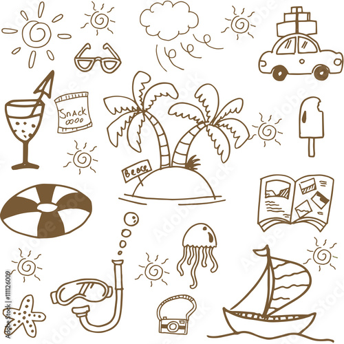 Brown summer holiday doodle