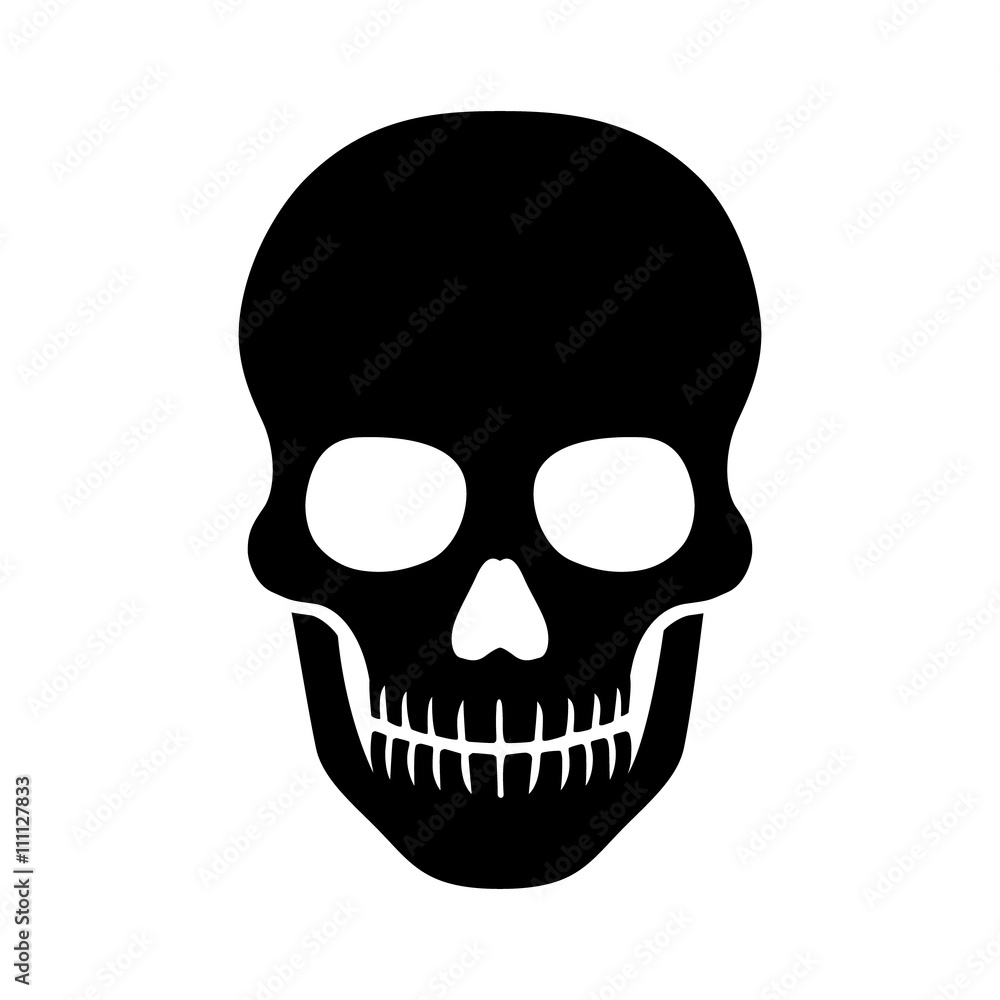 Death skull or human skull flat icon for games and websites
