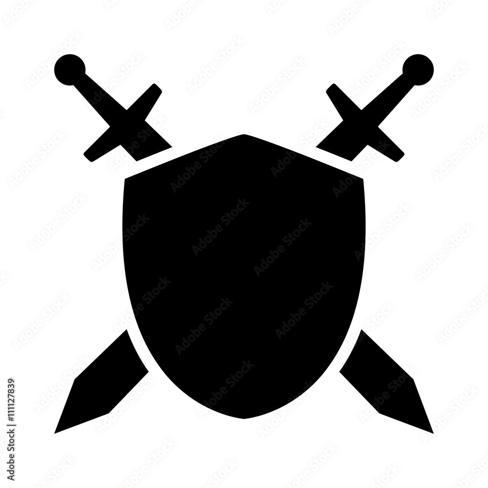 Swords / blades crossed sheath in shield flat icon for games and ...