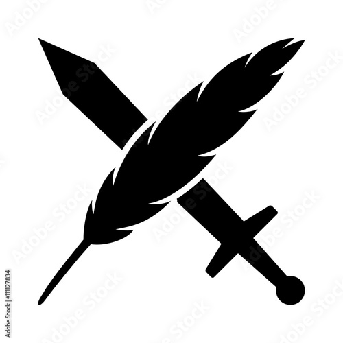 The pen / feather quill is mightier than the sword flat icon for apps and websites photo