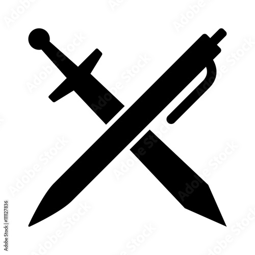 The pen is mightier than the sword flat icon for apps and websites