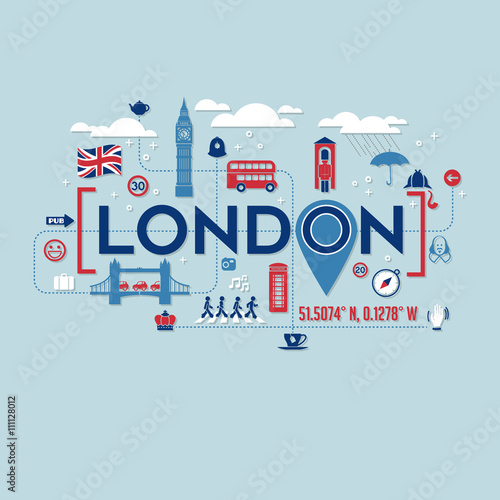 London icons and typography design for cards, banners, t-shirts, posters