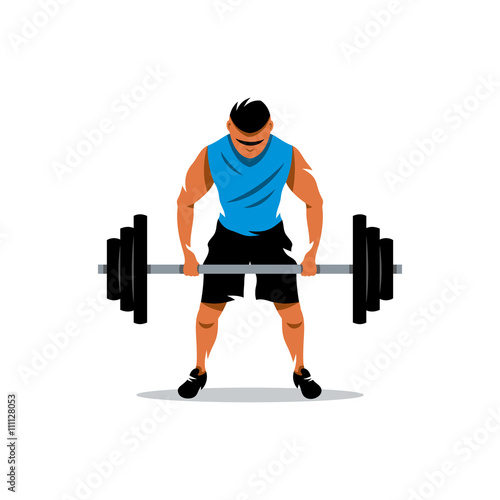 Vector Weightlifting Cartoon Illustration. 