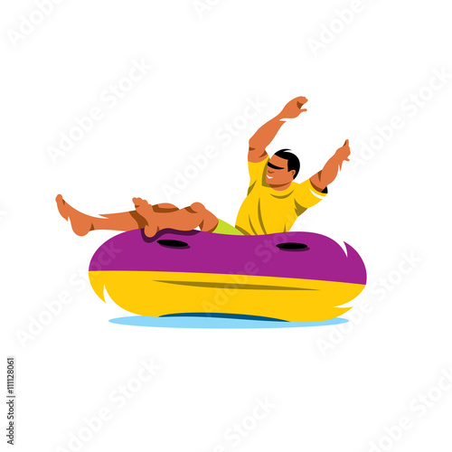 Vector Water Tube riding Cartoon Illustration. 