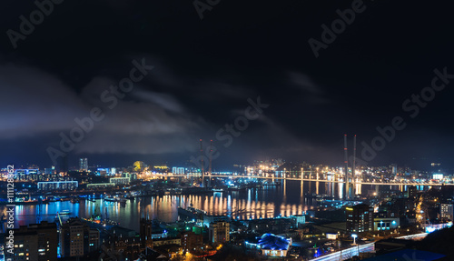 Vladivostok cityscape, night view.