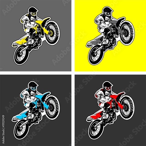 Motocross. Vector illustration of motorcyclist