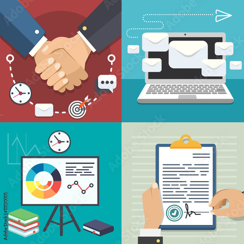 Vector flat illustration business set