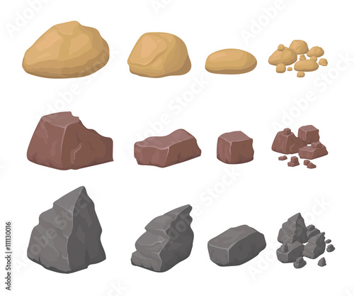 Rocks, Stones Set various cartoon styled rocks and  minerals