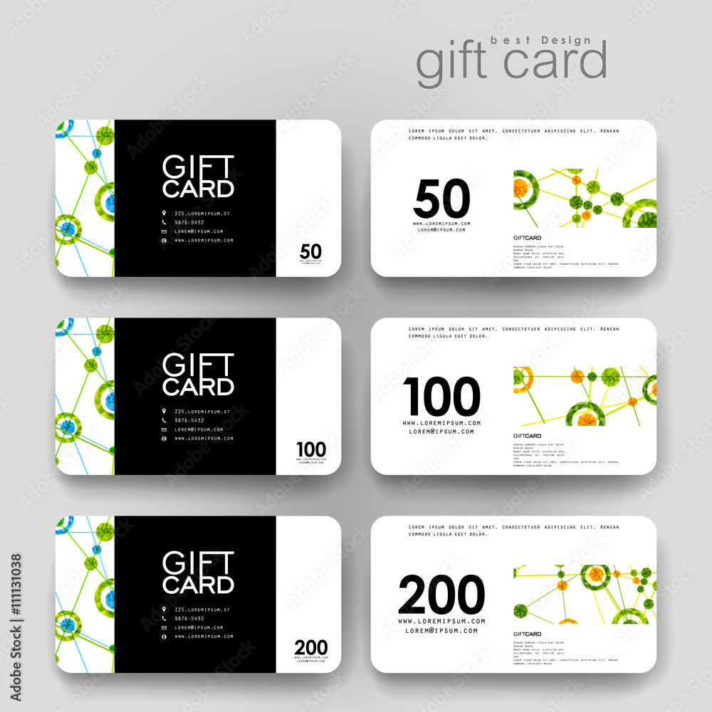 Obraz premium Gift coupon, discount card template with DNA molecule background