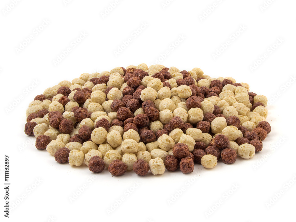 Corn flakes breakfast cereal in a white and brown bowl Corn flakes breakfast cereal in a white and brown bowl