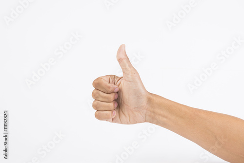 фотографія thump up isolated on white background.