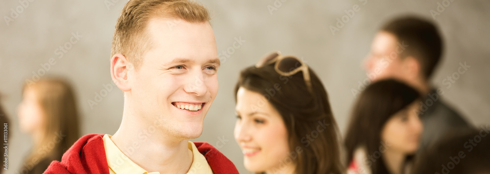 Happy man searching for woman with beautiful smile... Happy man searching for woman with beautiful smile...