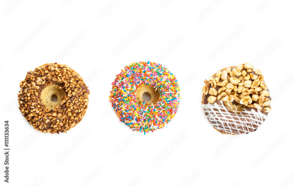 various donuts on white background various donuts on white background