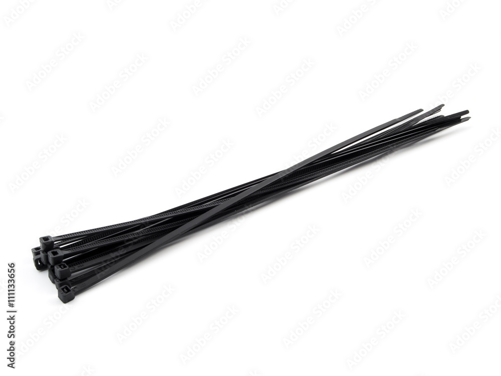 self-locked plastic zip cable ties black over white background self-locked plastic zip cable ties black over white background