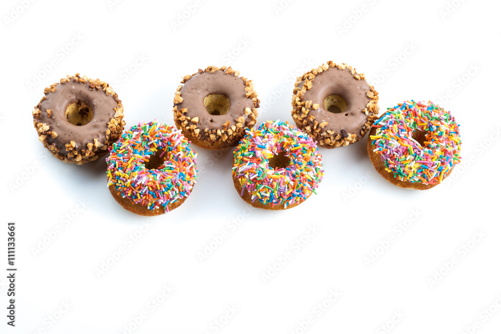 various donuts on white background various donuts on white background