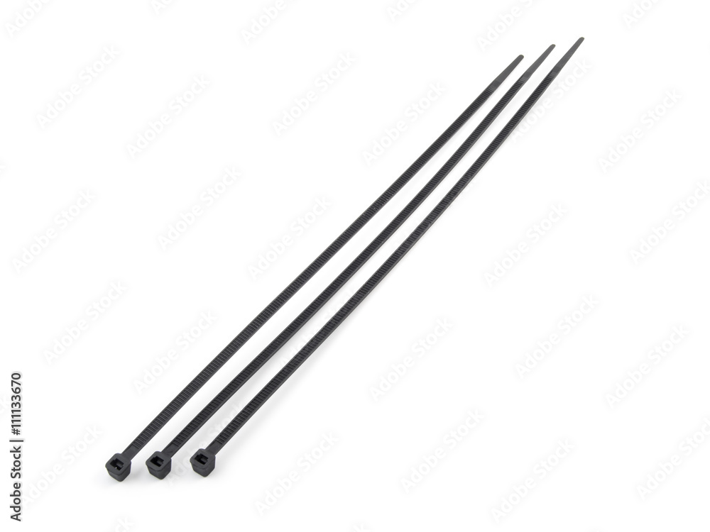 self-locked plastic zip cable ties black over white background self-locked plastic zip cable ties black over white background
