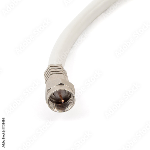 professional white cable tv connector isolated with path