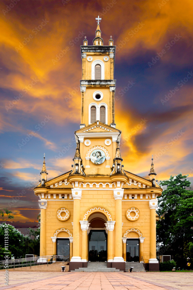Naklejka premium Ancient Church, Ayutthaya, (Thailand)