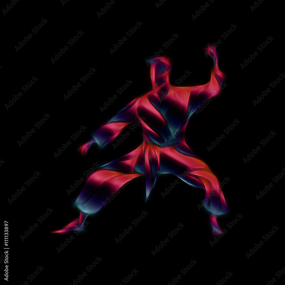Martial arts abstract silhouette on black background Martial arts abstract silhouette on black background