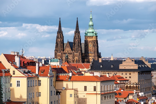St. Vitus cathedral and roofs of Old Prague