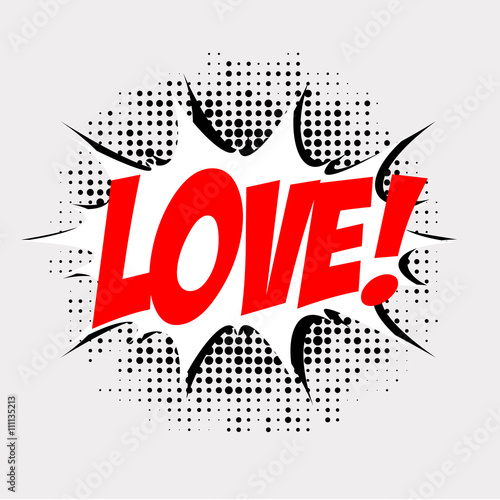 Love!, comic book style, dots, speech bubble, vector, dots