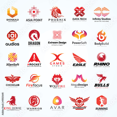 Red Logo Collection,Animal logo set,Abstract Logo collection,car logo. automotive logo set. logo set,logo collection,Vector logo template
