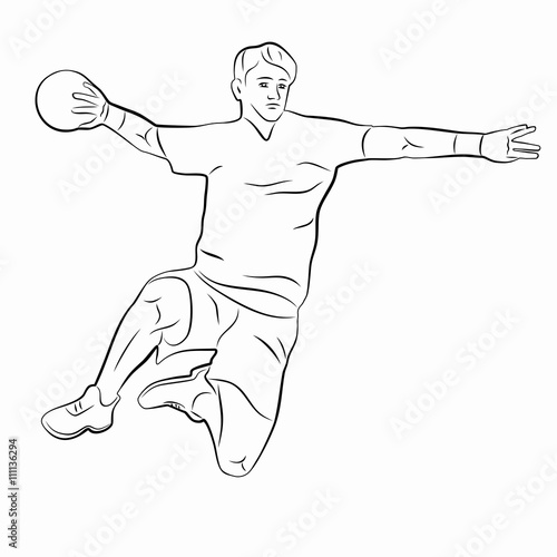 Silhouette handball player. vector drawing