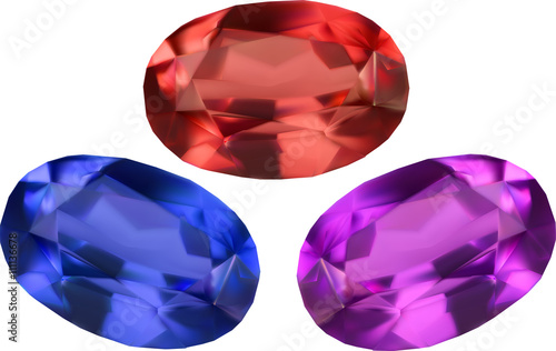 three bright gems isolated on white