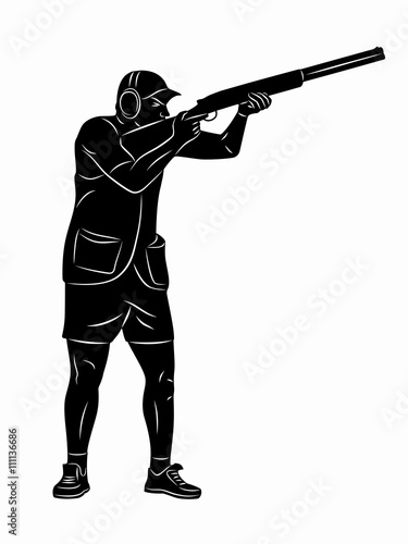 Silhouette trap shooter. vector drawing