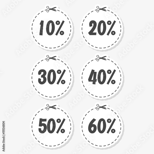 Coupon design, Sale icon, Shopping concept, sticker set