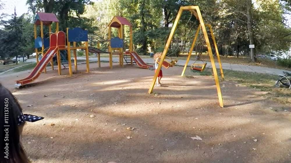 SLOW MOTION. Children at the playground SLOW MOTION. Children at the playground