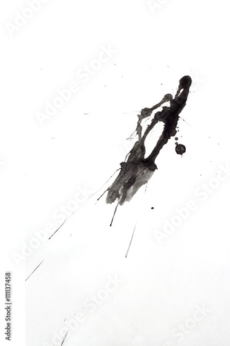 black ink splat isolated on white background