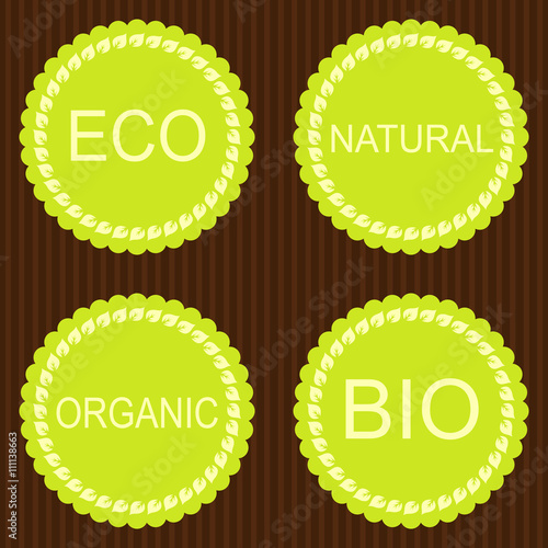 Collection of bio and eco organic labels