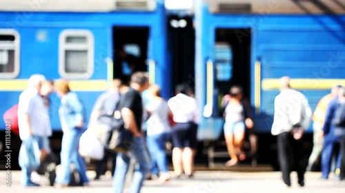railway station, people on the platform   /  railway station, blurred background of people on the platform Full HD