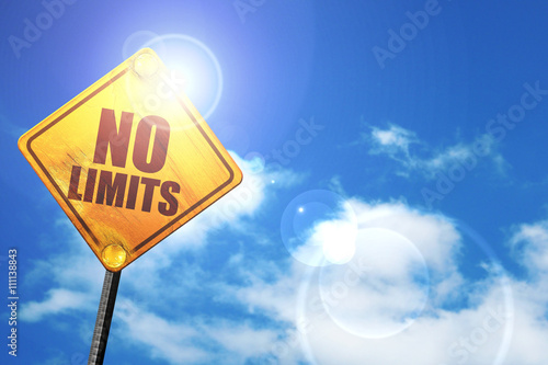 Obraz na plátně no limits, 3D rendering, a yellow road sign