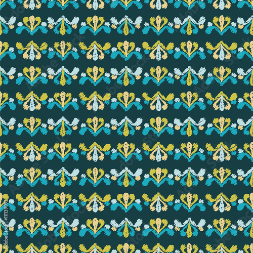 Ethnic boho seamless pattern with decorative flowers. Print. Cloth design, wallpaper. photo