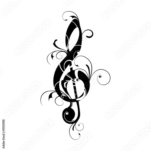 Clef, sheet, music, note, ornaments, floral, 