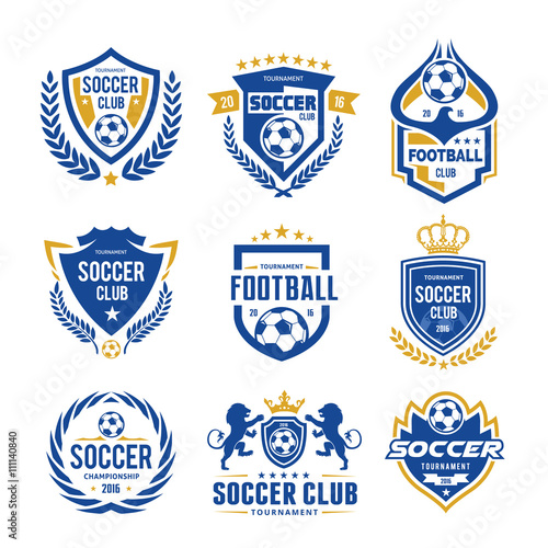 Football and soccer college vector logo set template