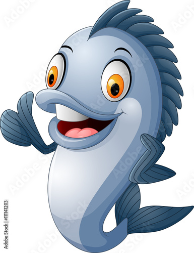 Canvas Print cartoon fish giving thumb up