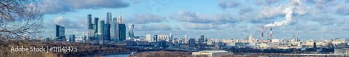 Panoramic winter view of Moscow city from Sparrow Hills, Russia
