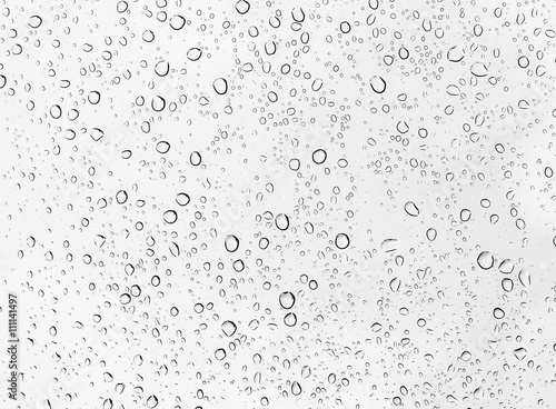 Water drops or raindrop on glass of car.