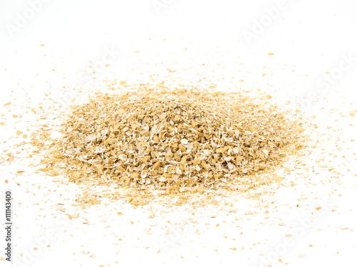 Pile of oat bran isolated on white