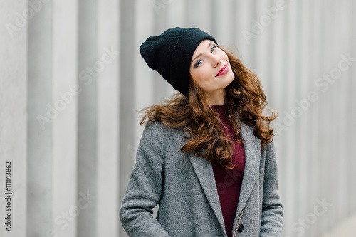 Woman standing on the street with blur background