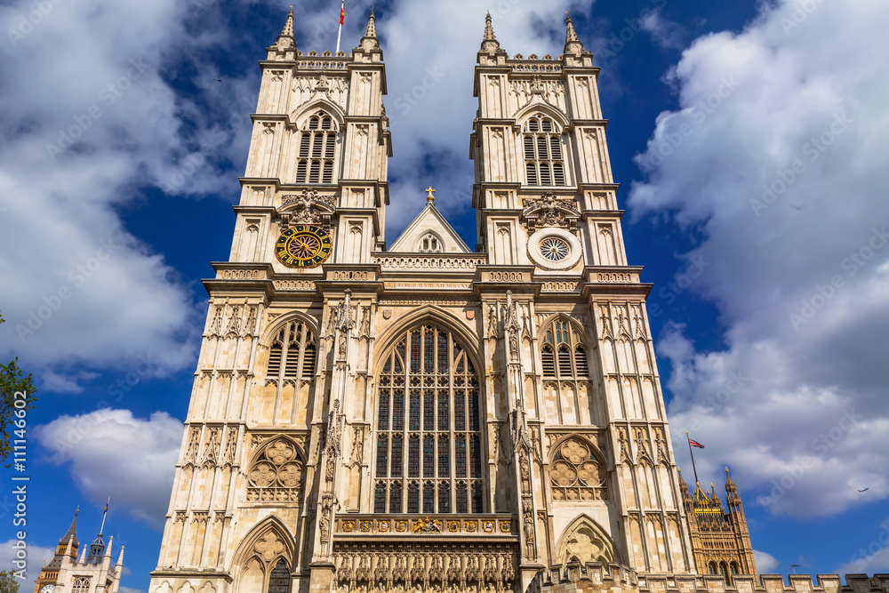 Architecture of Westminster Abbey in London, UK