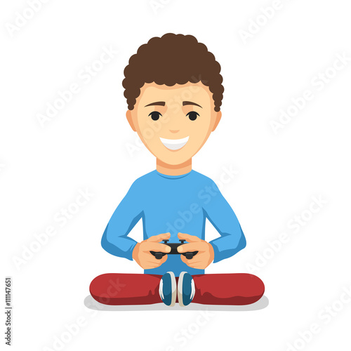 Boy with game controller gamepad