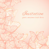 Invitation card template with butterflies