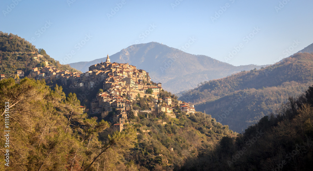Apricale, one of the most beautiful medieval hill top village, Liguria,Italy