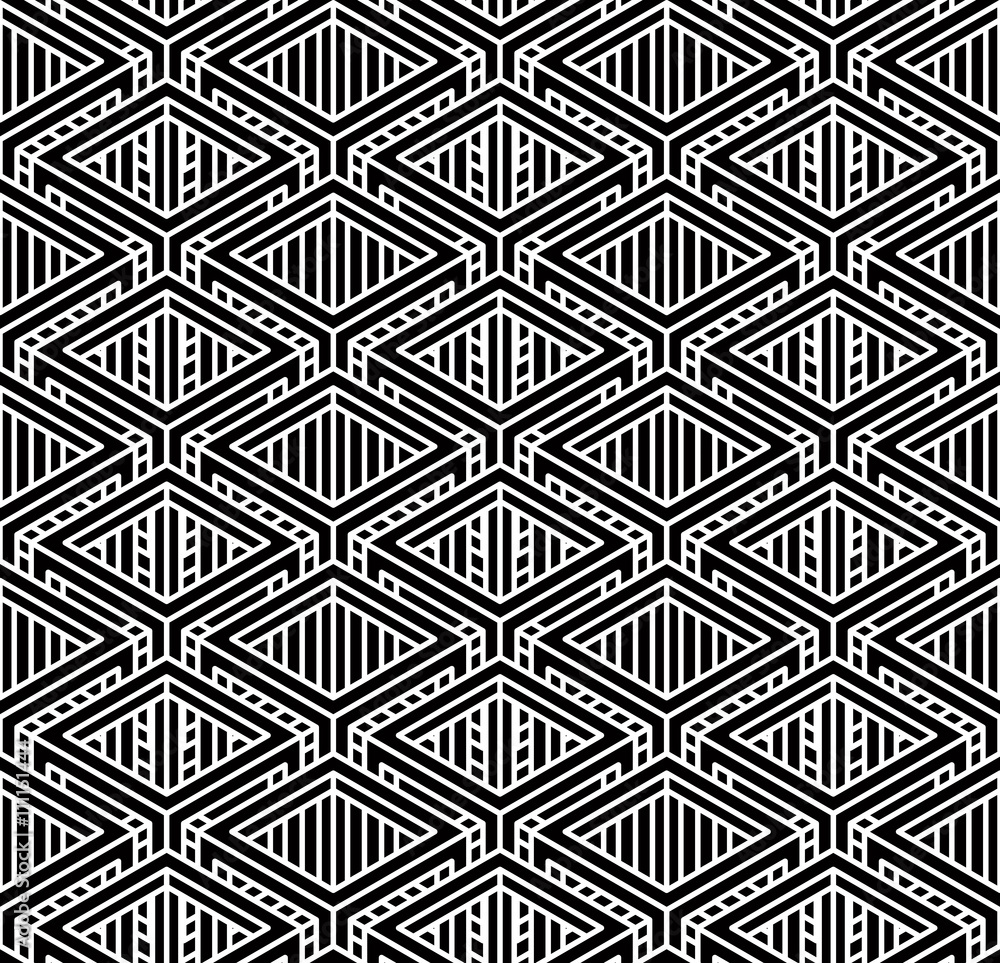 Monochrome illusory abstract geometric seamless pattern Monochrome illusory abstract geometric seamless pattern